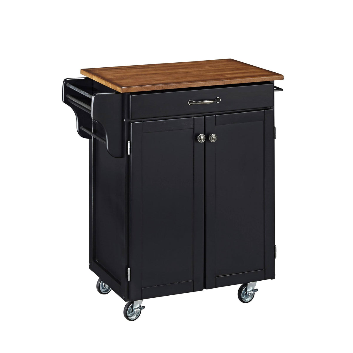 Black Kitchen Cart with Oak Top M791396