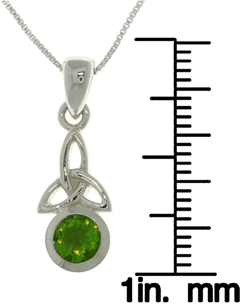 Synthetic Peridot Celtic Birthstone Necklace Z2061