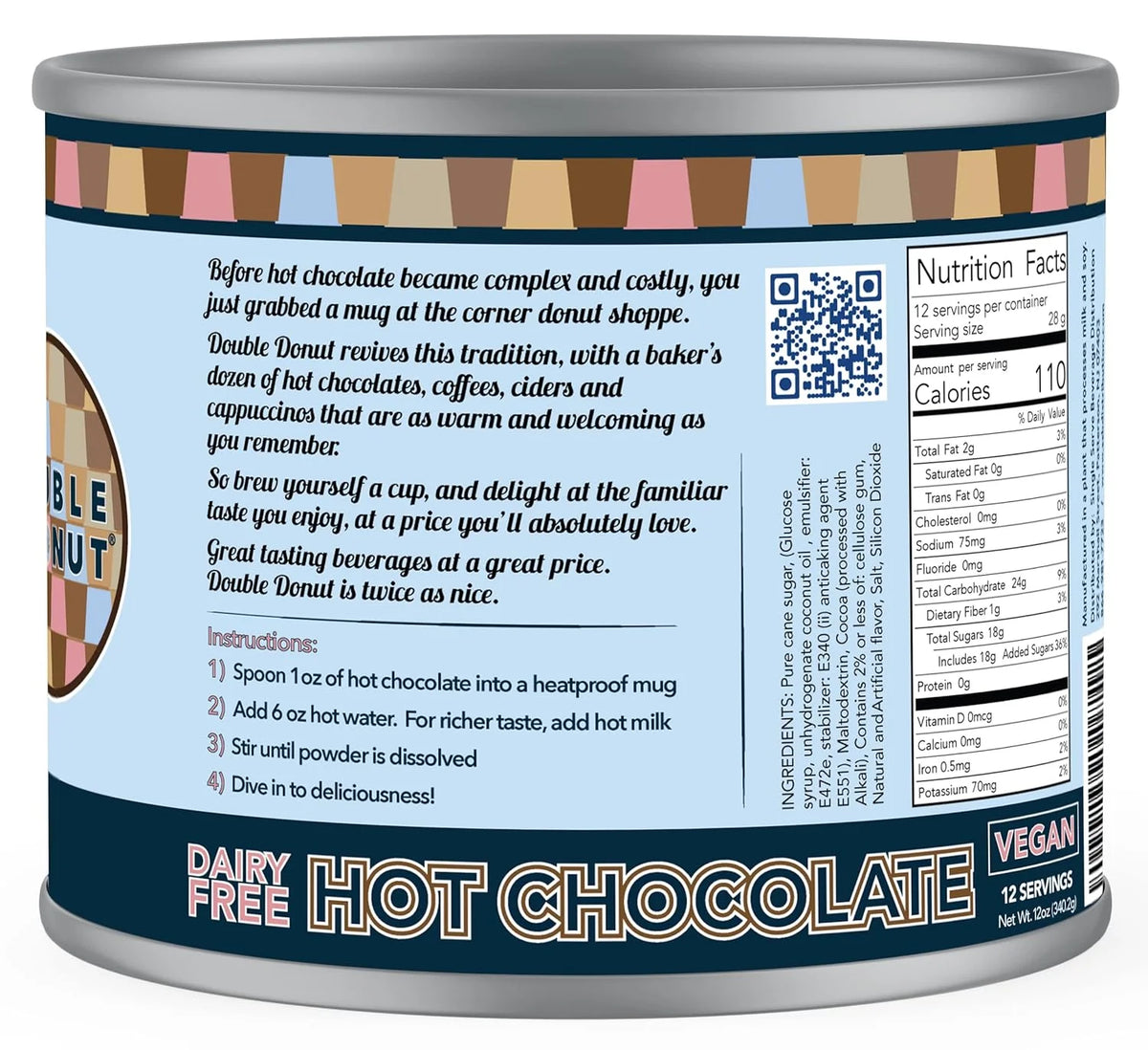 Dairy Free Instant Vegan Hot Chocolate Mix, 12 Ounce Z45593
