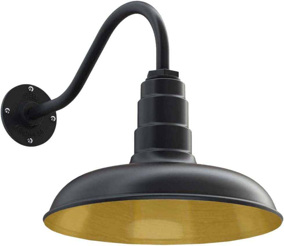 Green Steel Dome Gooseneck Barn Light H350