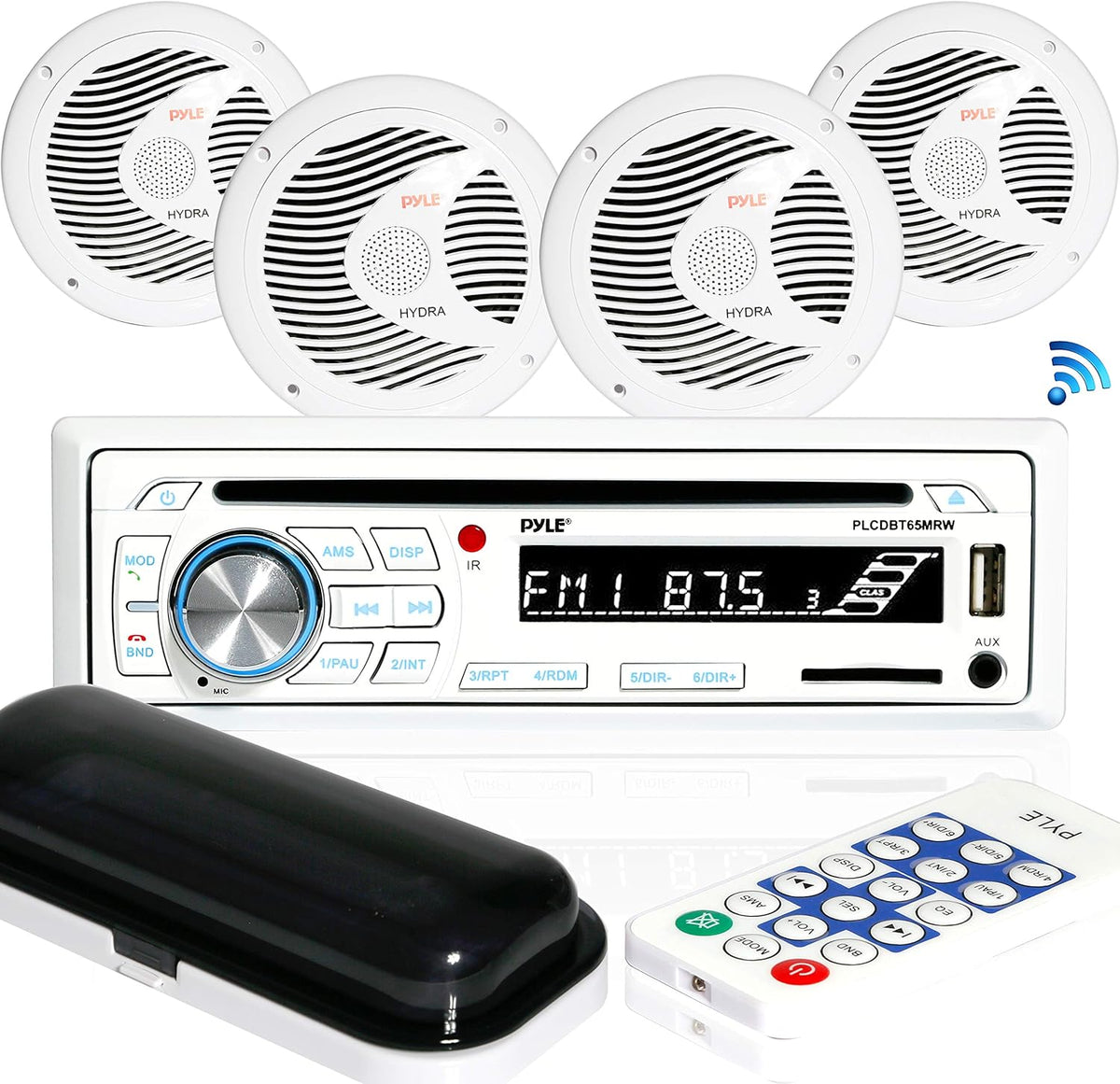 Marine Stereo Receiver Speaker Kit with 6.5” Waterproof Speakers (4) and Remote Control I84651