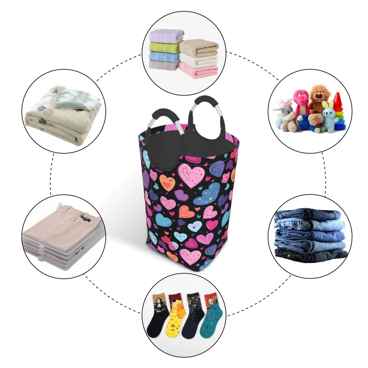 50L Rectangular Laundry Hamper with Aluminum Handles U3123