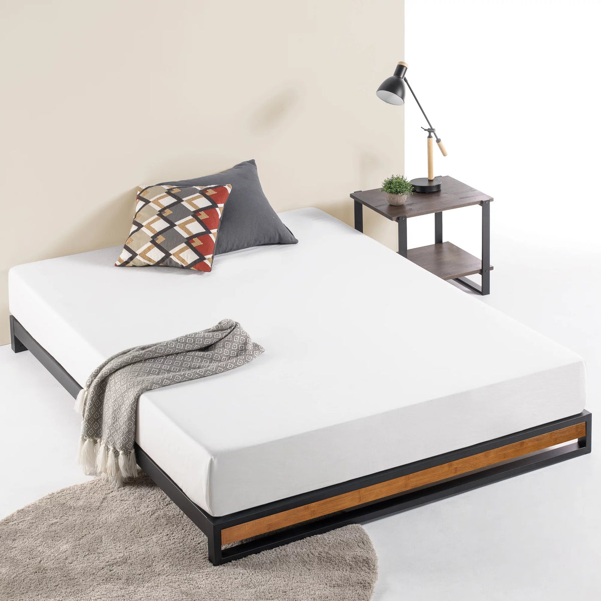 Queen Bamboo and Metal Platform Bed B17981