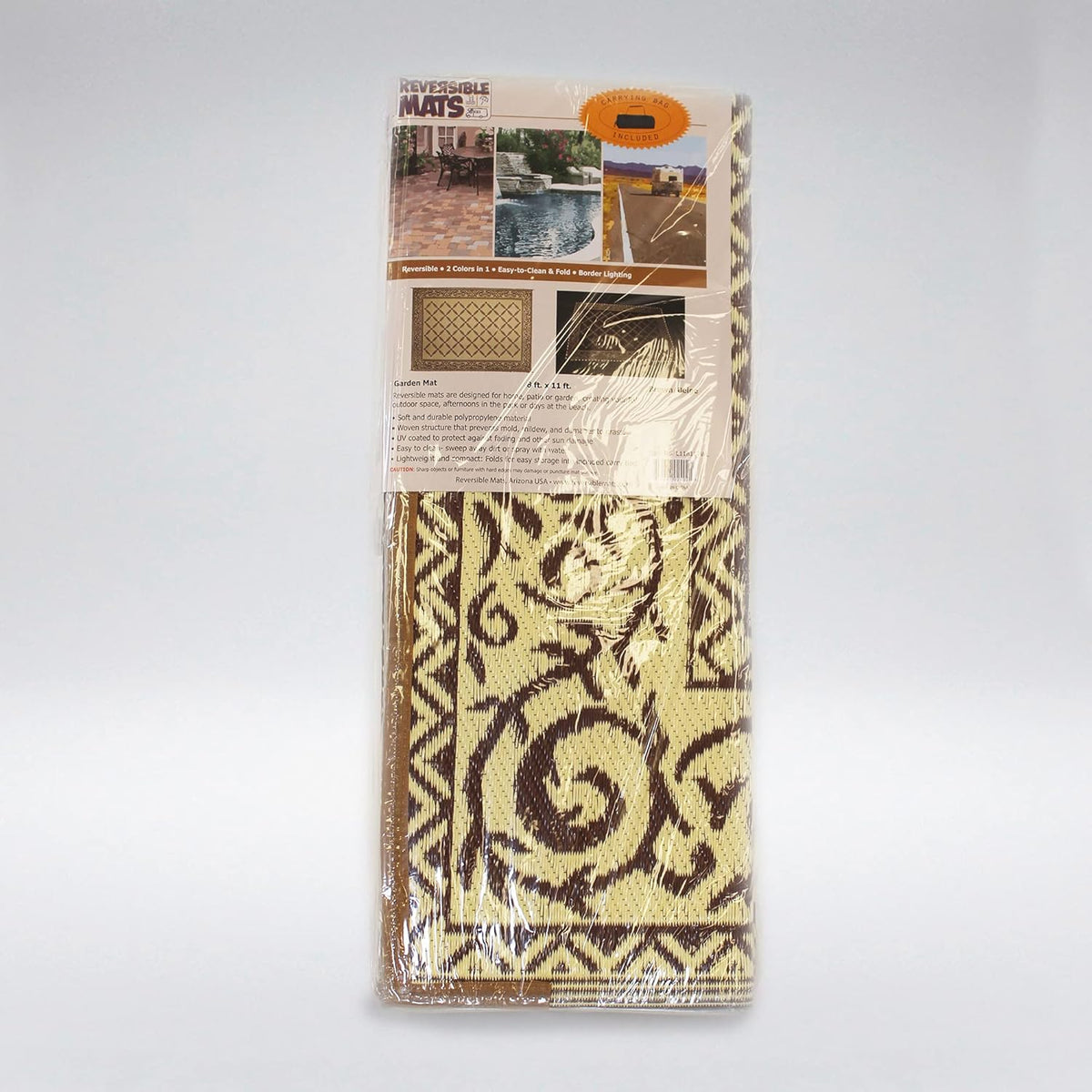 Brown Beige 8-Feet x 11-Feet Reversible Outdoor Mat S16171