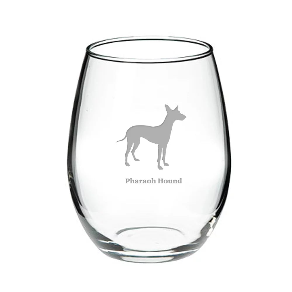 Deep Etched Stemless Red Wine Glass D13442