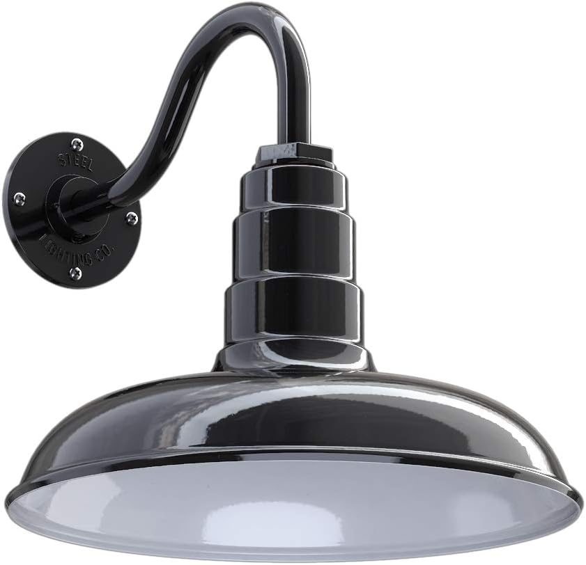Green Steel Dome Gooseneck Barn Light H350