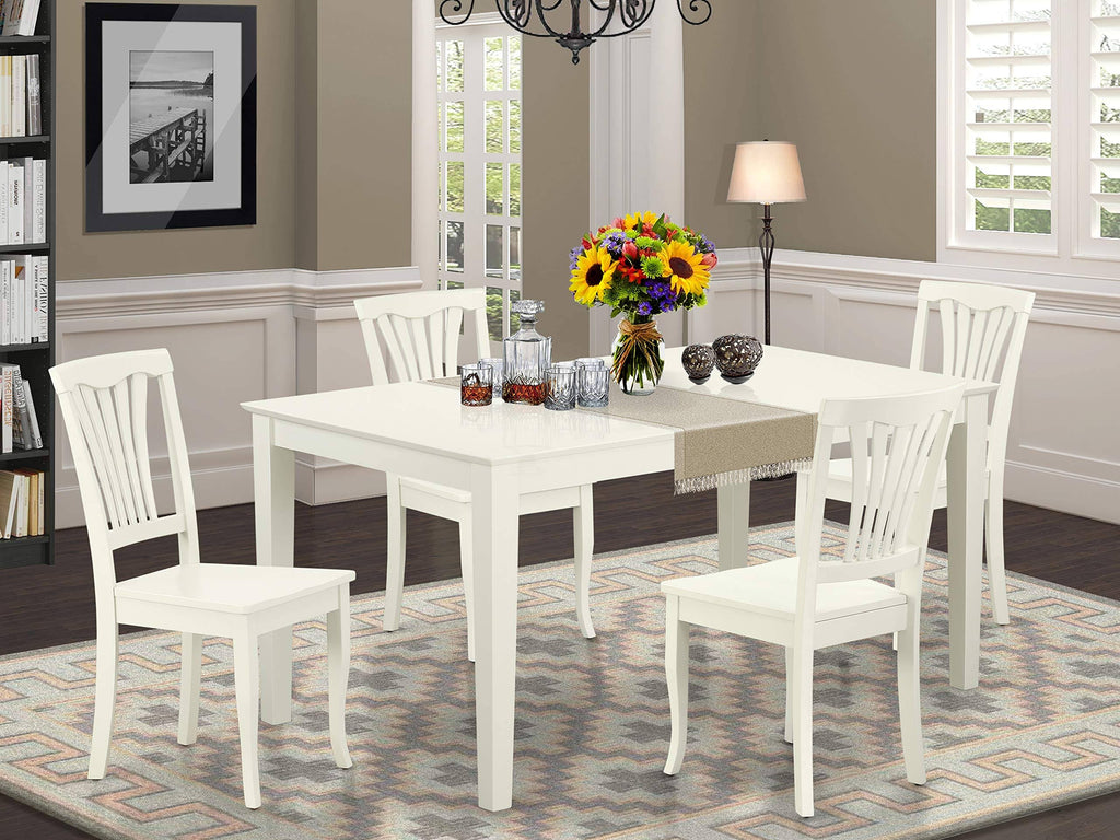 5pc White Rectangular 60 inch Table and 4 Chairs W4890