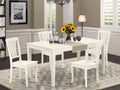 5pc White Rectangular 60 inch Table and 4 Chairs W4890