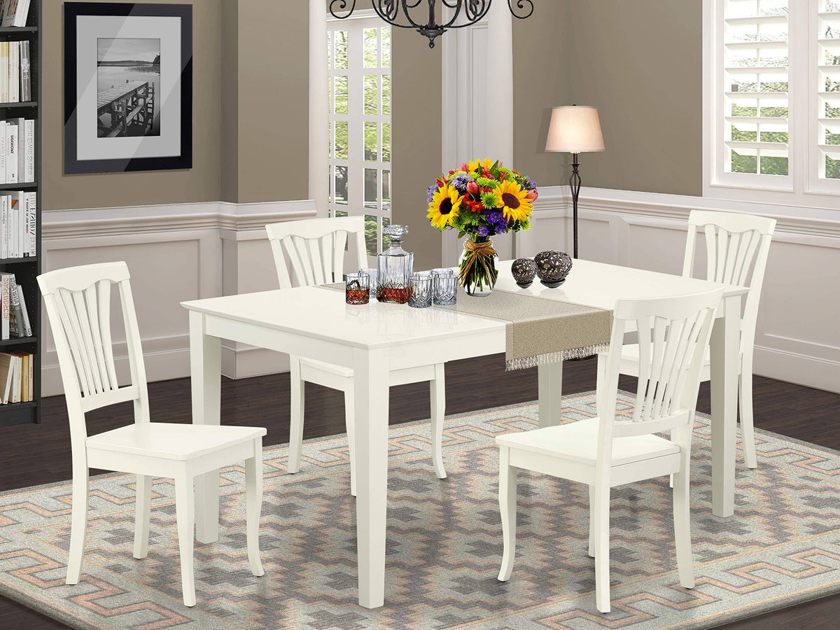 5pc White Rectangular 60 inch Table and 4 Chairs W4890