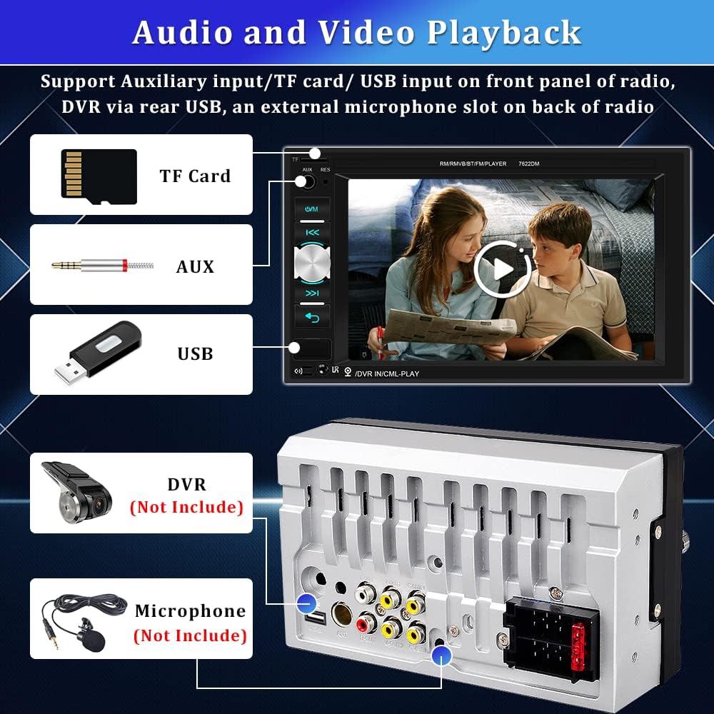Double Din Bluetooth Car Stereo 6.2 Inch Touch Screen MP5 Player with Backup Camera X815103