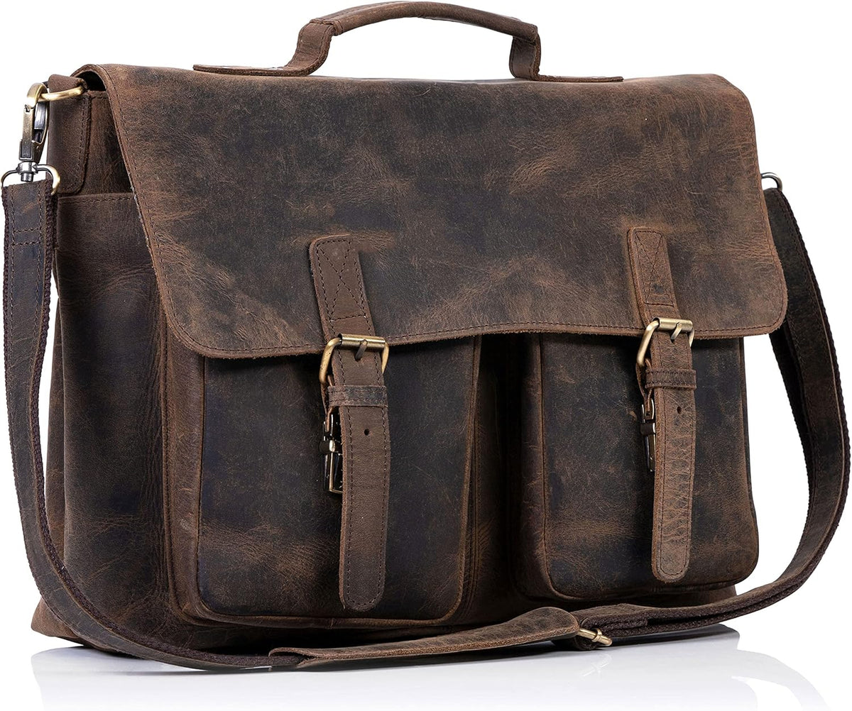 16 Inch Buffalo Leather Laptop Messenger Bag M426