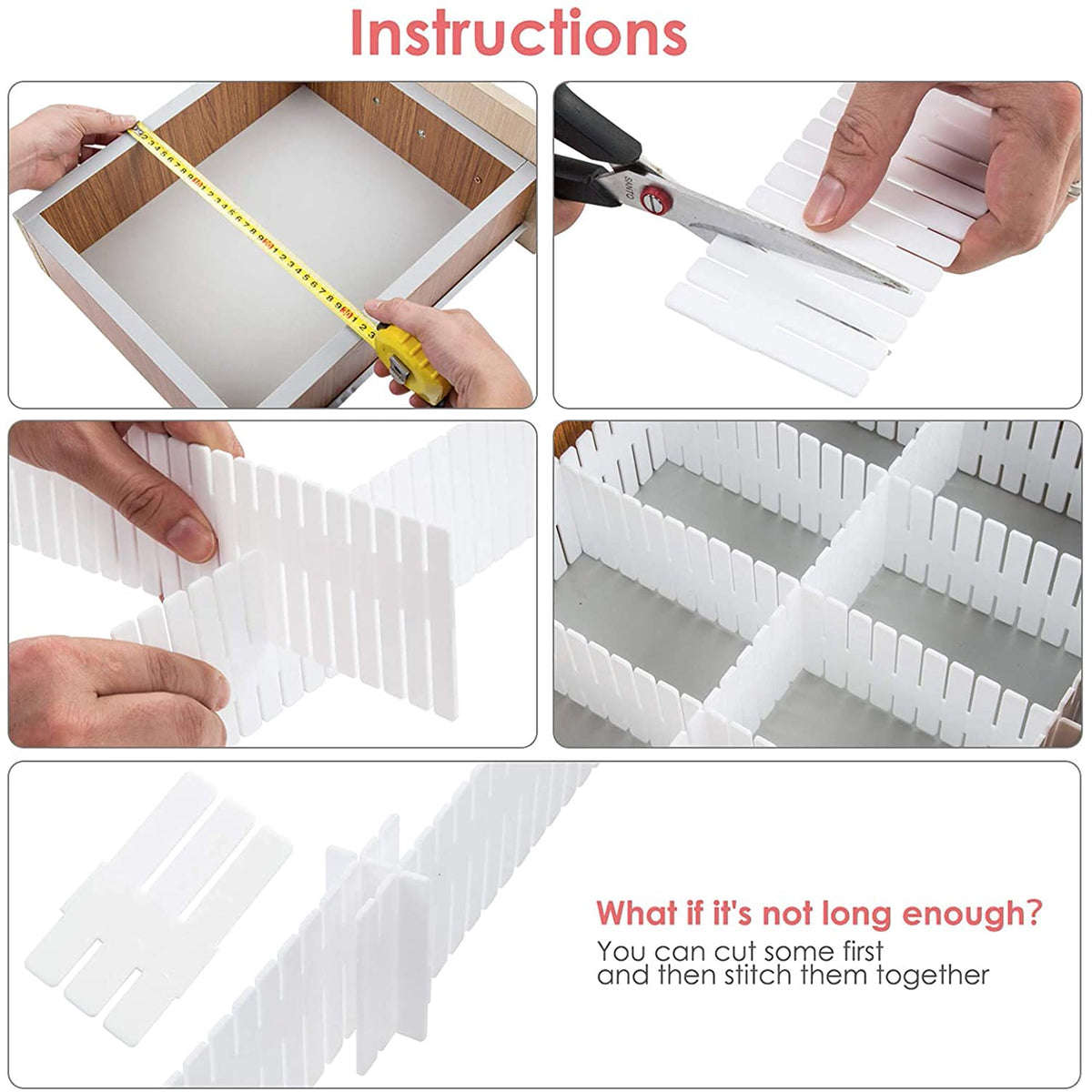 40 Pack White Drawer Dividers Organizer Set C925899
