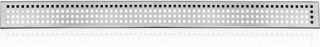 Stainless Steel Linear Drain with Square Pattern Grate Shower Drain Kit (28 x 2.75 Inches) B2800