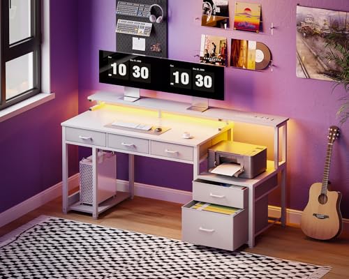 55 Inch Black Computer Desk with 3 Drawers A518137