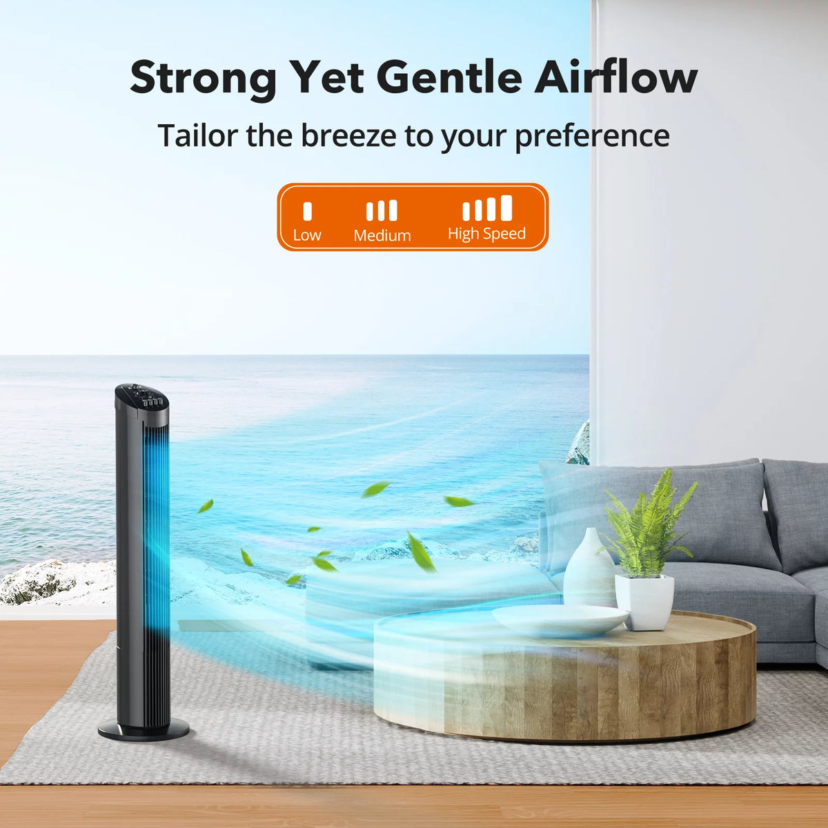 Black 36 Tower Fan with 3 Speed Settings S26902
