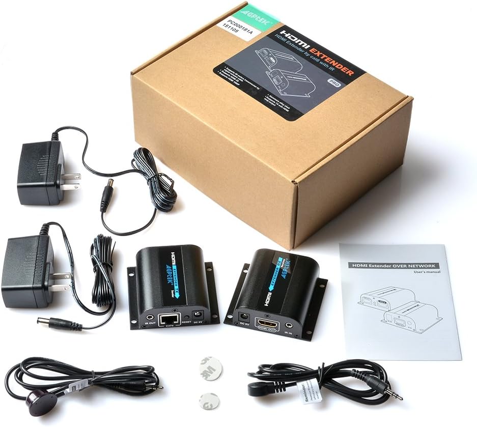 HDMI Extender with Loop-Out Local Display, 1080P up to 196ft Over Cat6 Ethernet Cable with IR Blaster Pack of 2 L608751