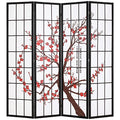 White 4 Panel Folding Wood Room Divider W3484
