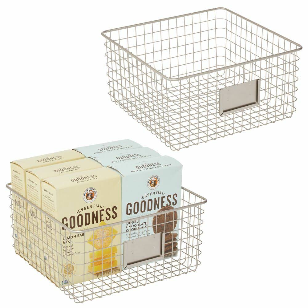 Metal Wire Food Organizer Storage Baskets with Label Slot D98446