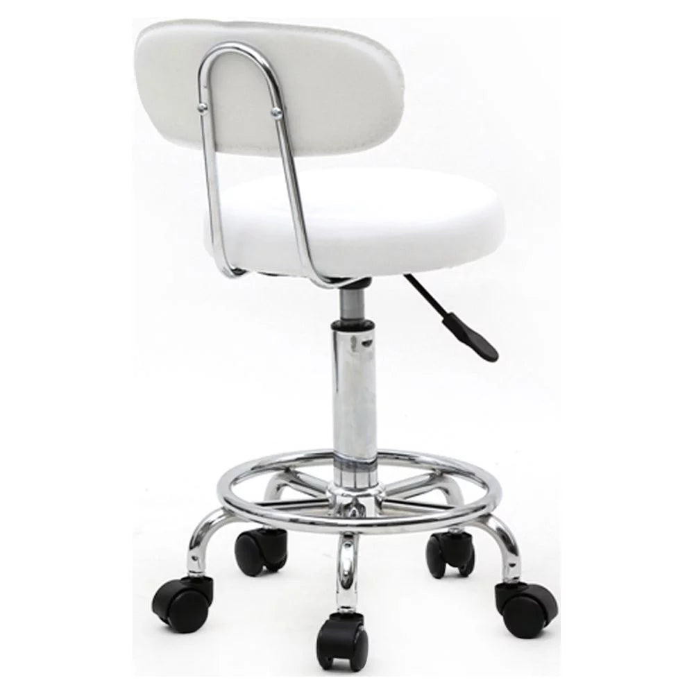 White Adjustable PU Leather Rolling Stool I106321