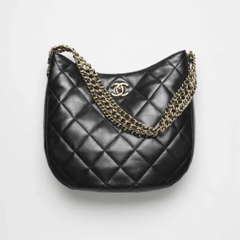 Black Lambskin Hobo Bag W895640