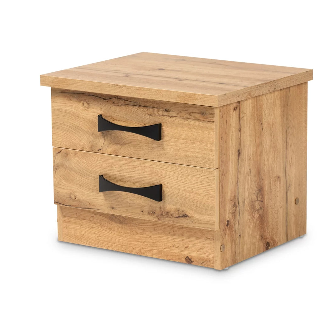 Oak Brown Wood 2-Drawer Nightstand C27993