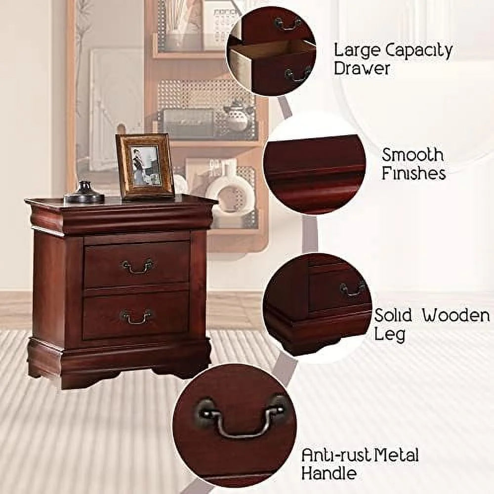 Small Wooden Nightstand with 2 Drawers P661