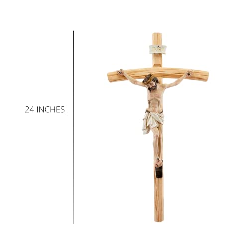 Large Wooden Crucifix with Resin Corpus, 24 inches A122