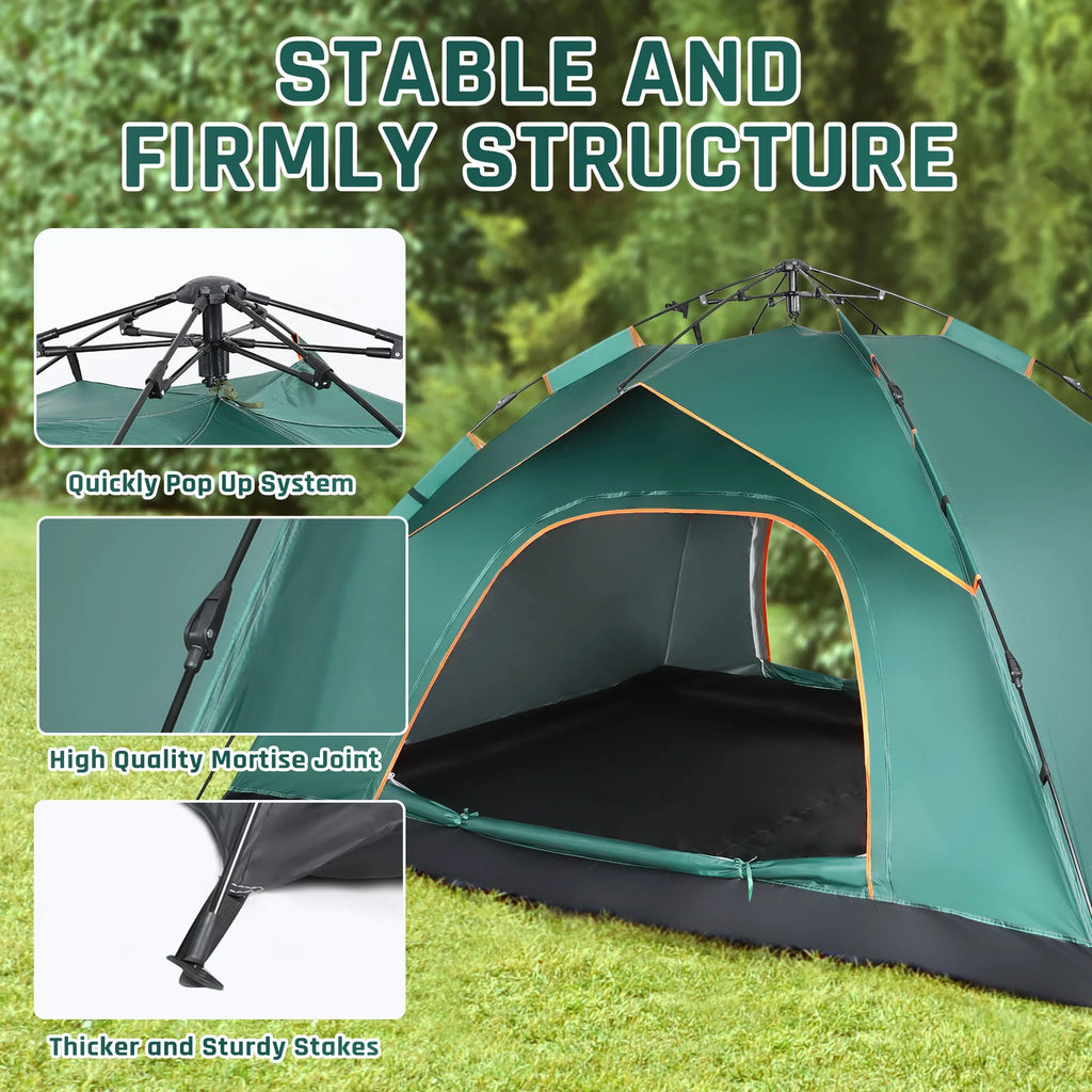 4 Person Pop up Camping Tent, Green Z95642