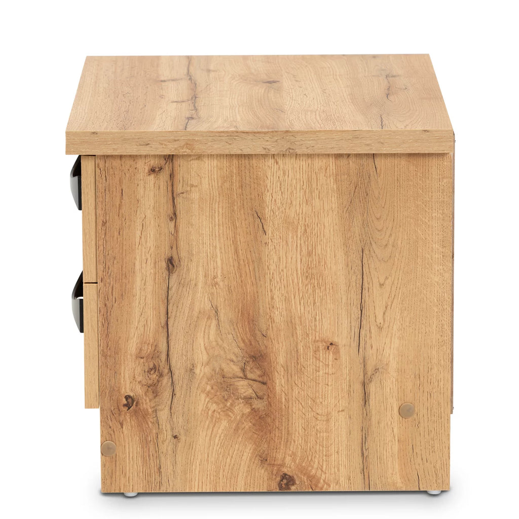 Oak Brown Wood 2-Drawer Nightstand C27993
