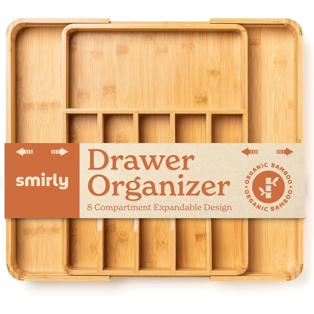 Bamboo Adjustable 8-Compartment Drawer Organizer I7323