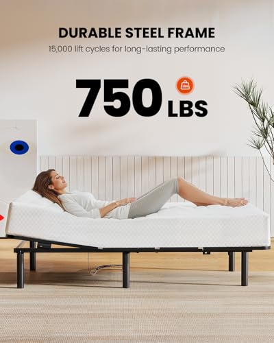 Queen Adjustable Bed Frame with Massage, Wireless Remote, USB Ports Y71201