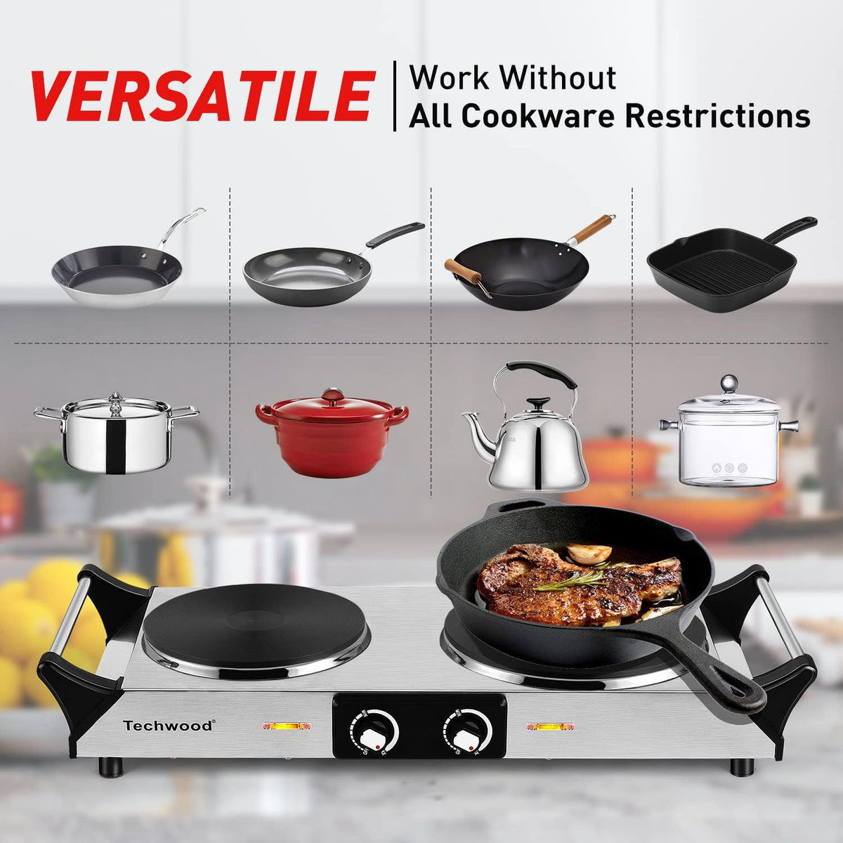 1800W Double Burner Hot Plate with Adjustable Temperature Q98905