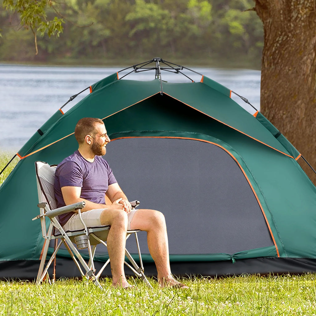 4 Person Pop up Camping Tent, Green Z95642