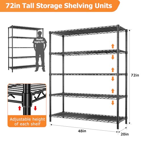 5-Tier Adjustable Metal Wire Shelving Unit E3569