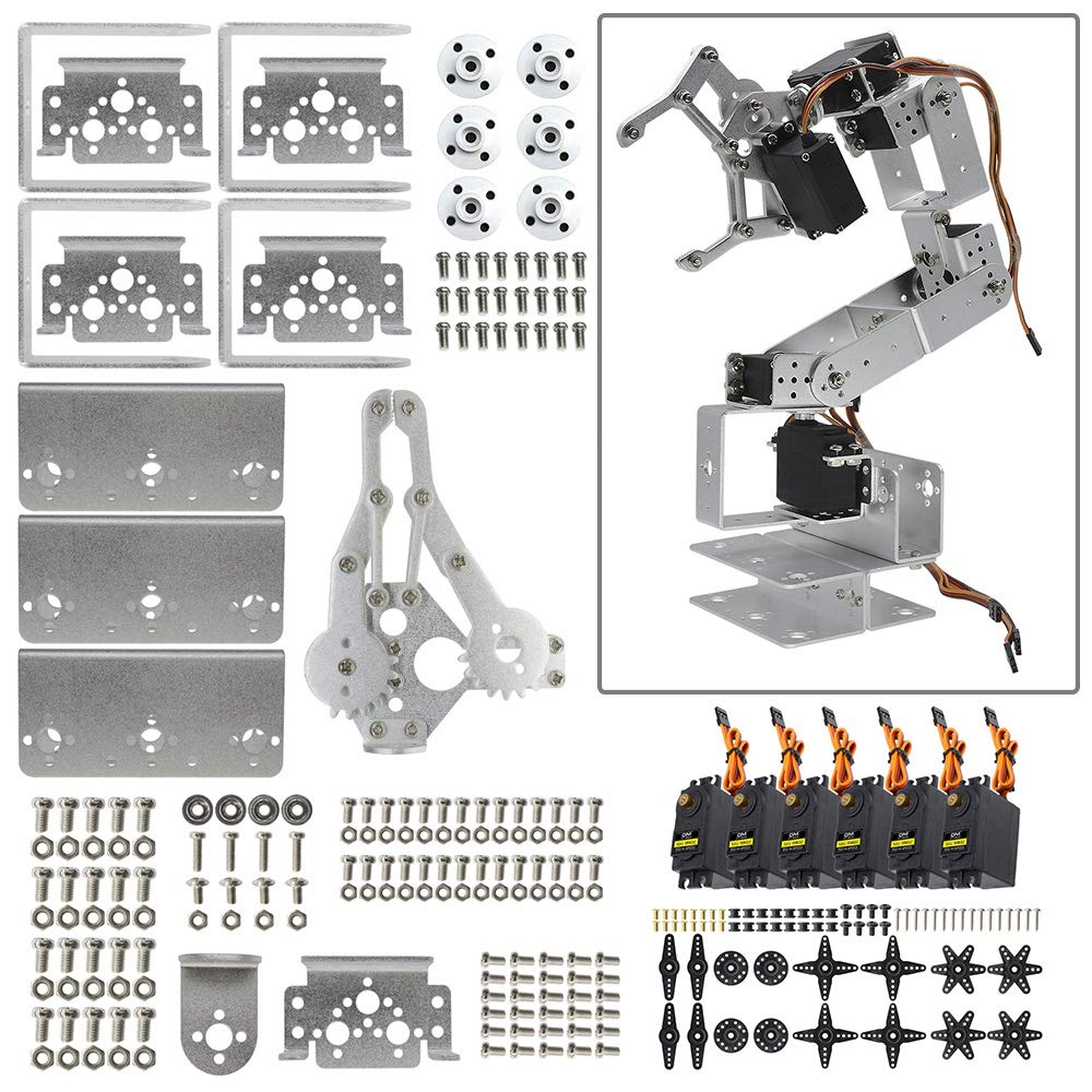 Black 6DOF Aluminium Robot Arm Kit with MG996 Servos A474575