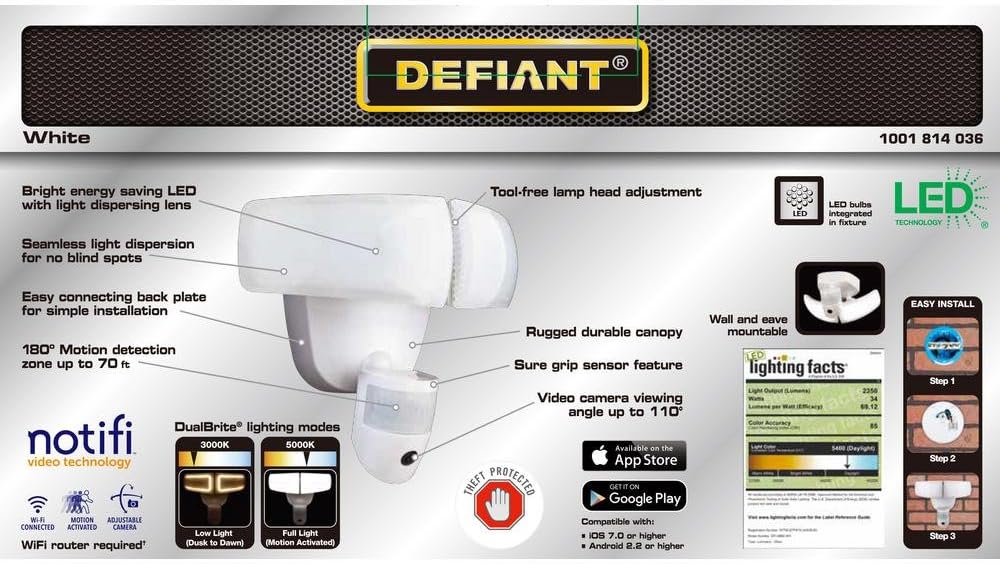 White LED Wi-Fi Video Motion Security Light B561999