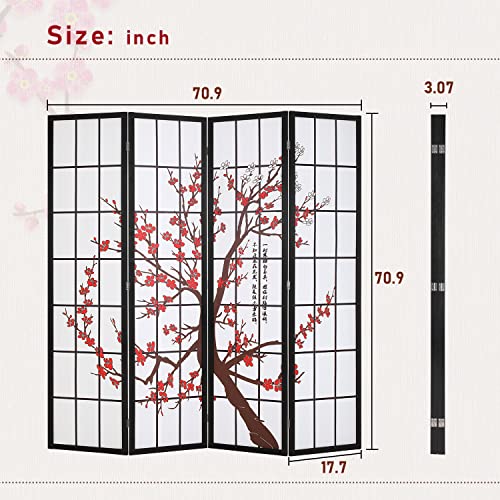 White 4 Panel Folding Wood Room Divider W3484