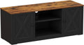Rustic Brown and Black TV Stand with Open Shelves and 2 Cabinets I85755