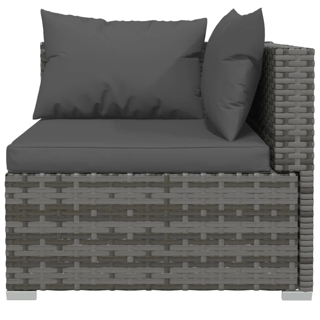 9 Piece Patio Set with Cushions Gray Poly Rattan H818