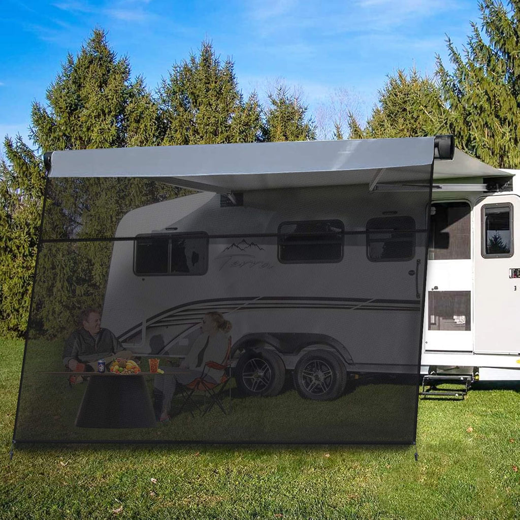 RV Awning Sun Shade Screen with Zipper 15' x 9' Black Mesh A207555