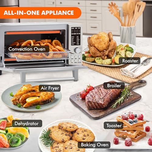10-in-1 Air Fryer Toaster Oven, 21-Qt Stainless Steel B486109