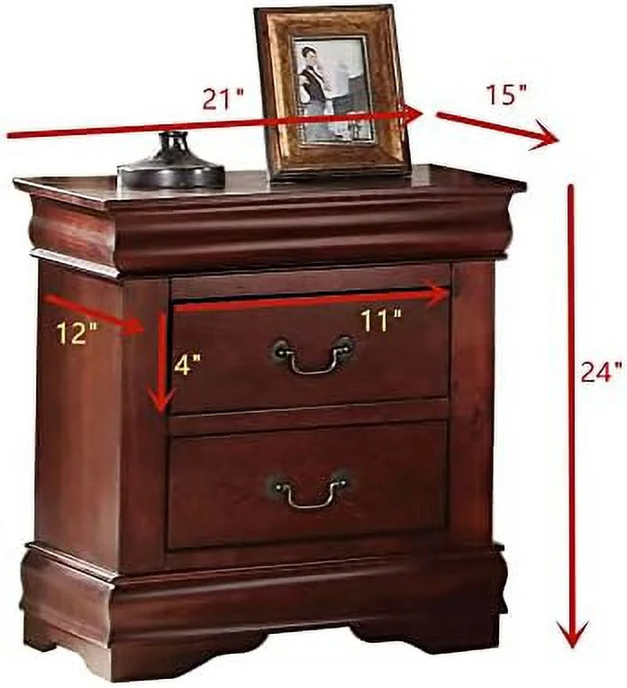 Small Wooden Nightstand with 2 Drawers P661