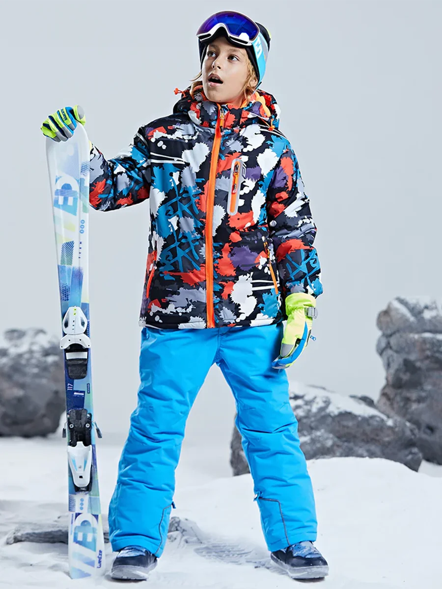 Blue Hooded Insulated Ski Suit C5334