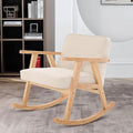 Beige Walnut Upholstered Rocking Chair with Solid Wood V372