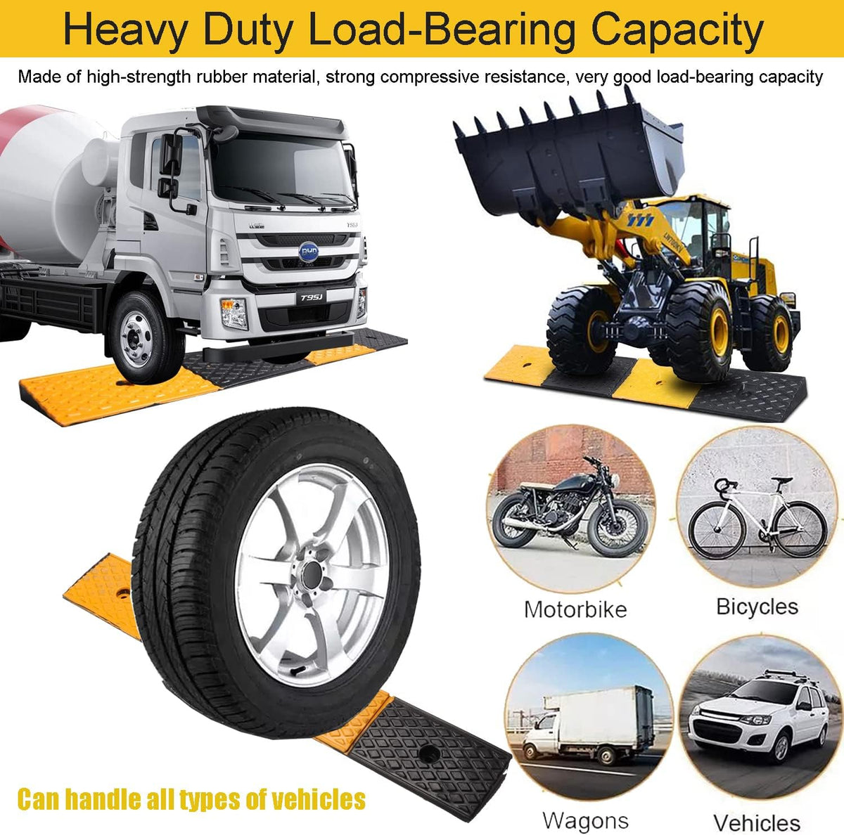 2" Rubber Curb Ramps Heavy Duty Loading Threshold Ramp 39.3x5.9x2 Inch S6768