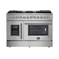 48 Gas Burner Electric Oven Range with French Door in Stainless Steel M783684