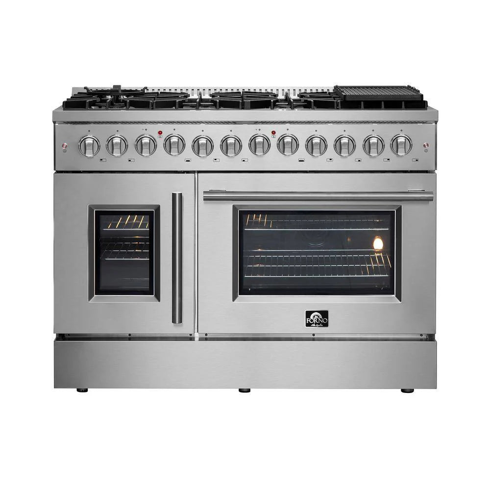 48 Gas Burner Electric Oven Range with French Door in Stainless Steel M783684