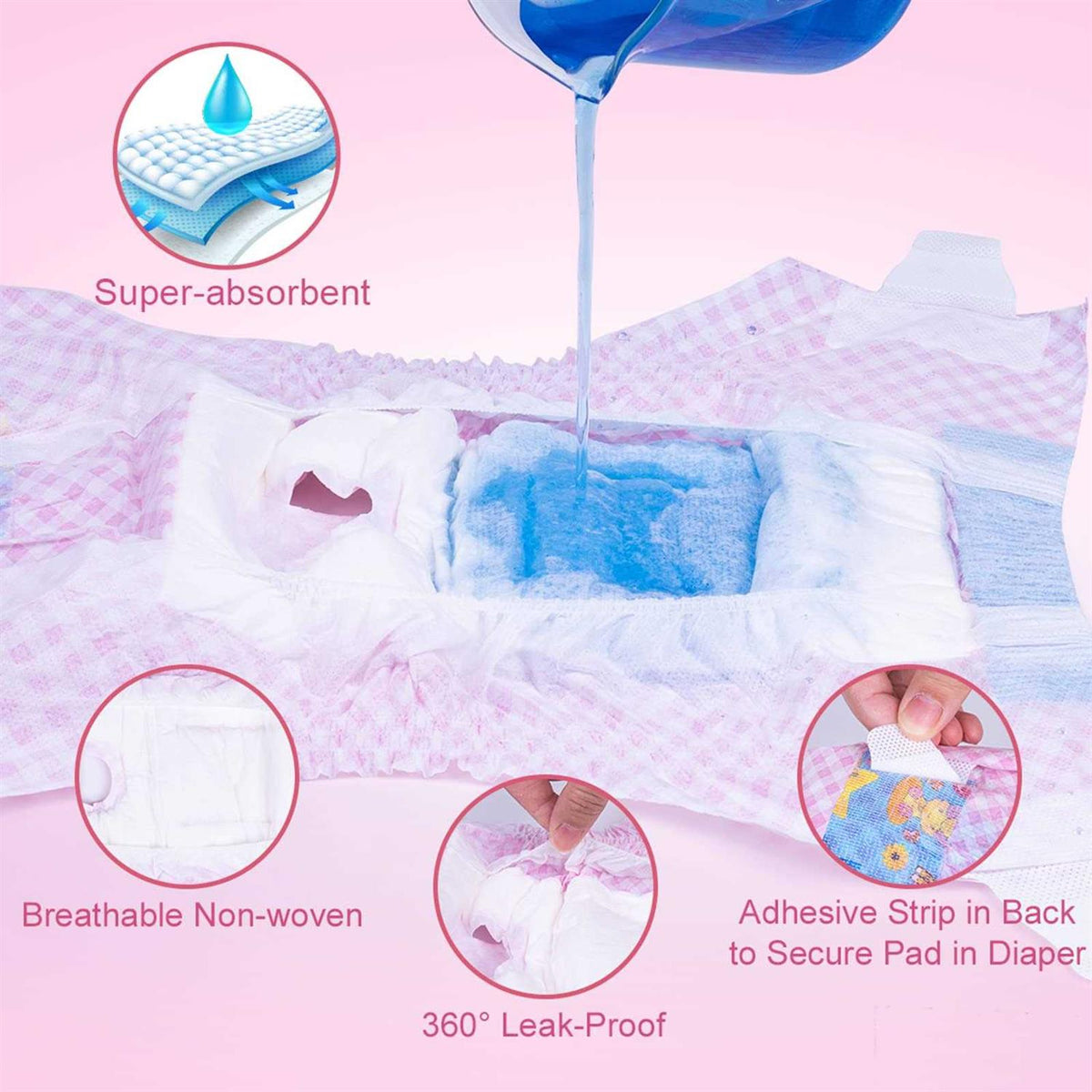 Disposable Female Dog Diapers with Adjustable Elastic Waistline R301