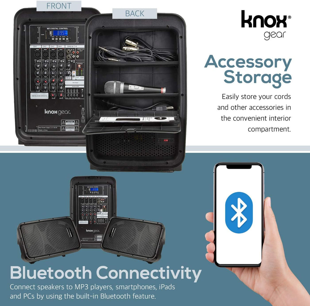 8 Channel Bluetooth PA System with Wired Microphone and Tripods F29029