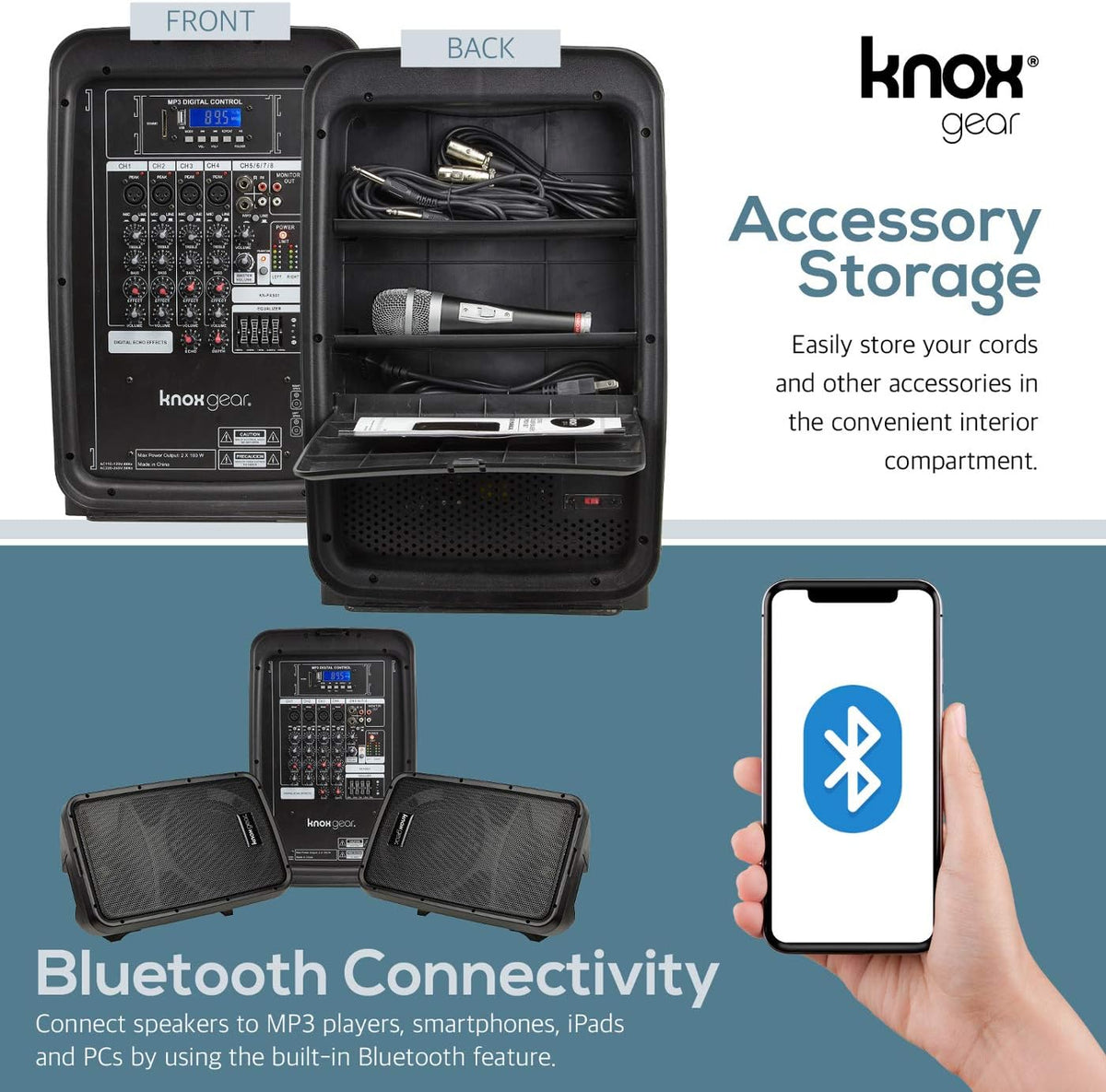 8 Channel Bluetooth PA System with Wired Microphone and Tripods F29029